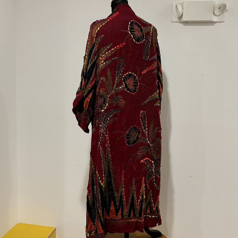 Magical embroidered, long duster-style Boho dream coat with pockets, "One Size" - Picture 11 of 15
